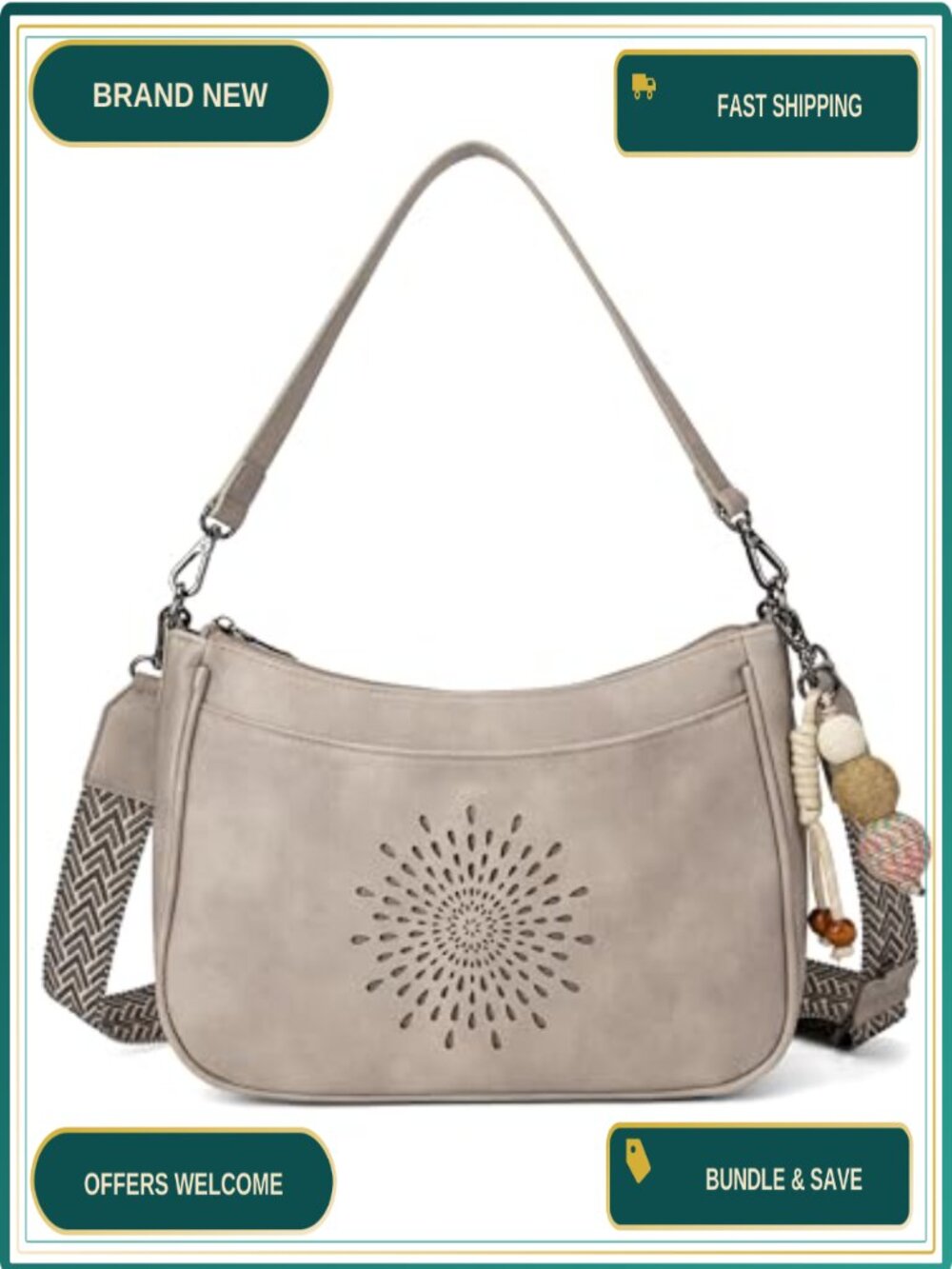 Vegan Leather Crossbody Purse Adjustable Wide Strap